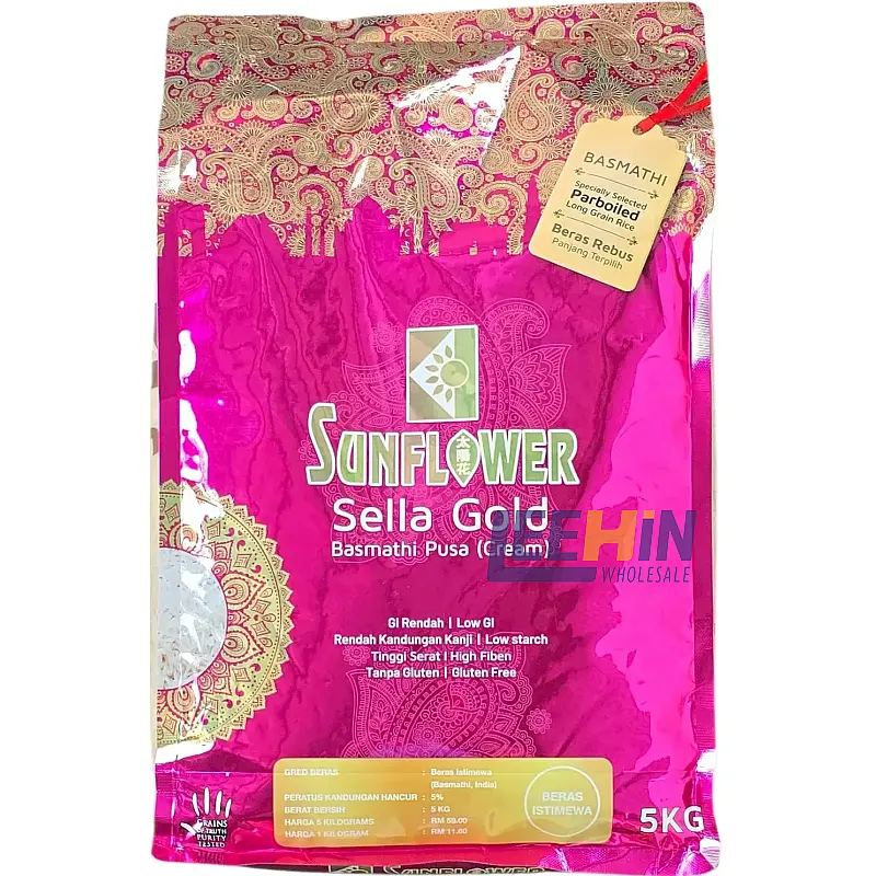 Beras Basmalti Sunflower Sella Gold (Pakistan Pusa Cream) 5kg Basmati Rice 